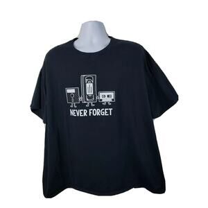 Old Media Never Forget Floppy Disk VHS Tape Cassette black t-shirt 3XL